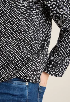 Print-Bluse mit Glitzer