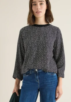 Print-Bluse mit Glitzer