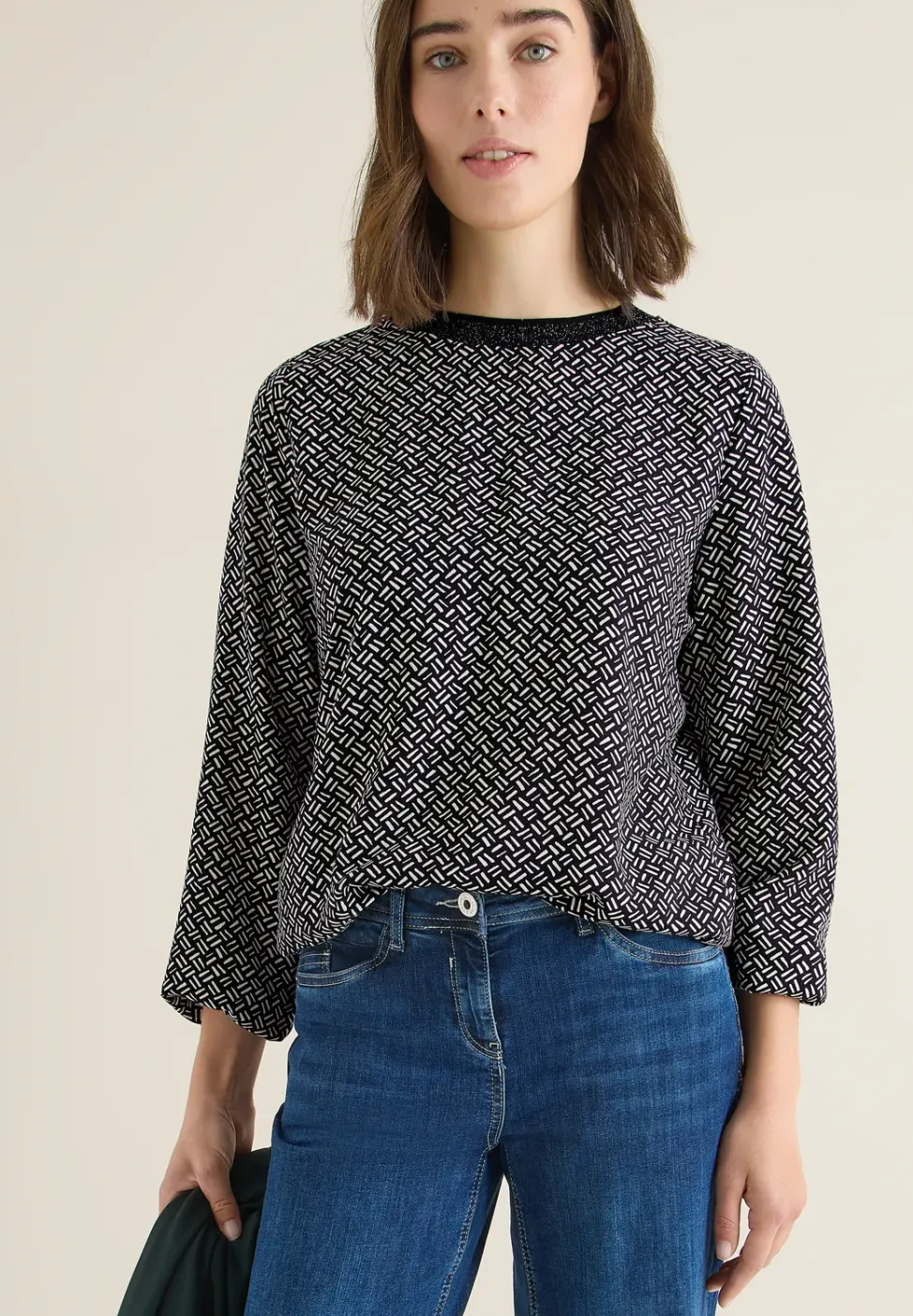 Print-Bluse mit Glitzer
