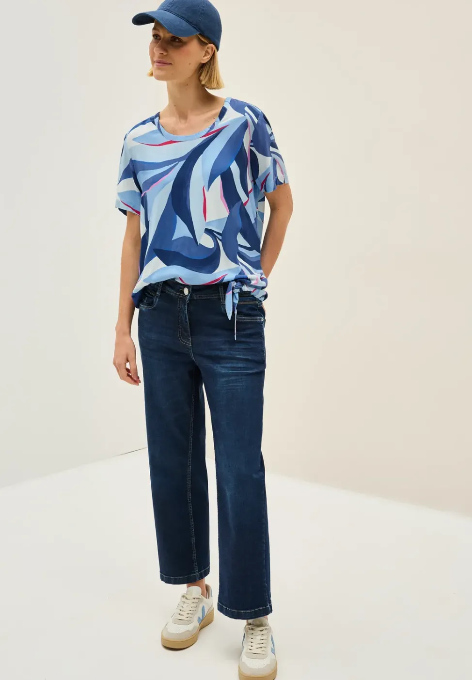 Print-Bluse mit Knoten