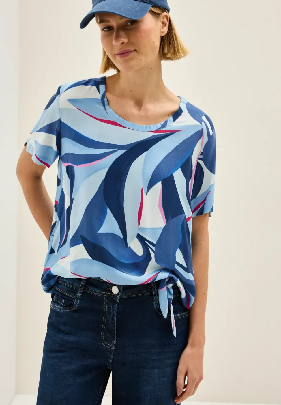 Print-Bluse mit Knoten
