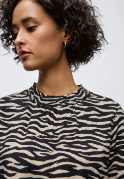 Print-Bluse mit Smok-Details