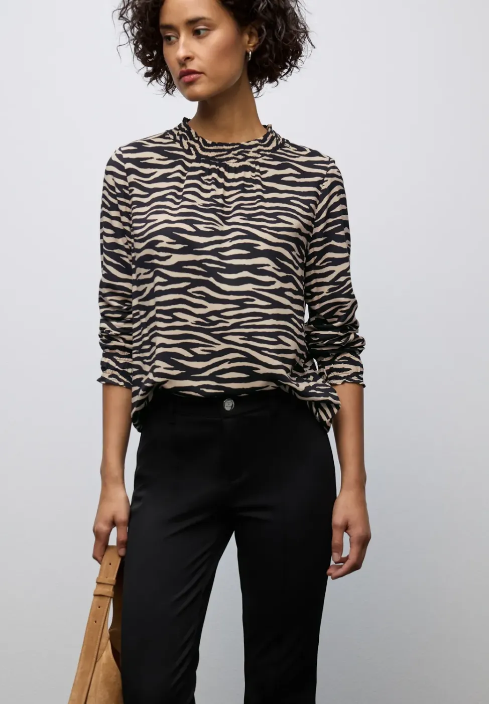 Print-Bluse mit Smok-Details