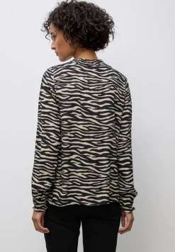 Print-Bluse mit Smok-Details