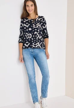 Print-Bluse mit Tapebündchen