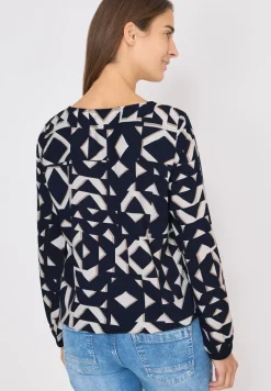 Print-Bluse mit Tapebündchen