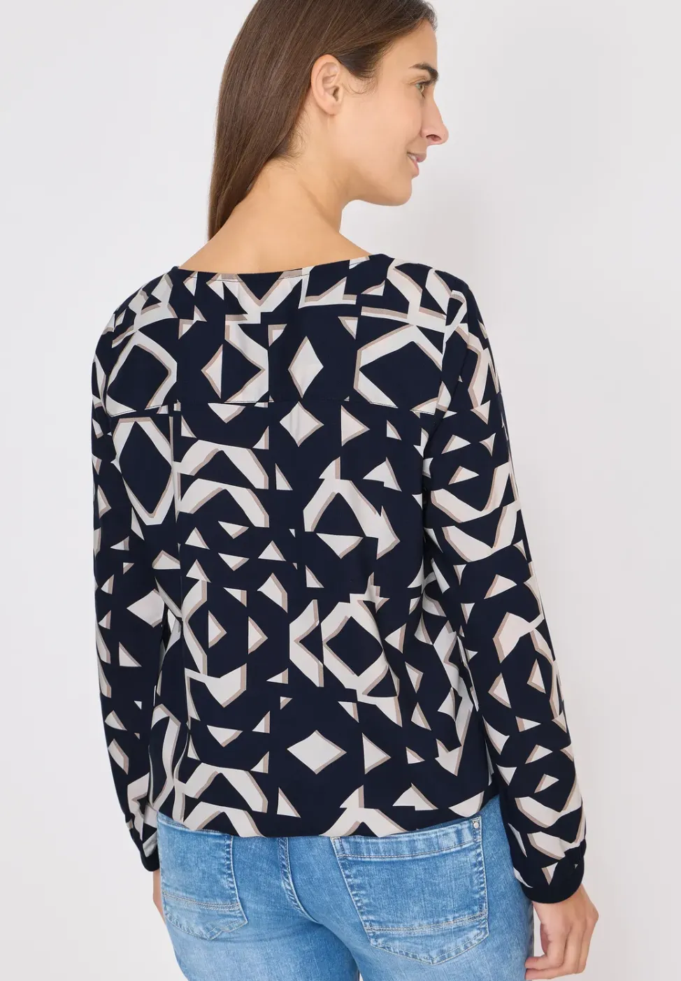 Print-Bluse mit Tapebündchen
