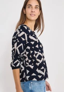 Print-Bluse mit Tapebündchen
