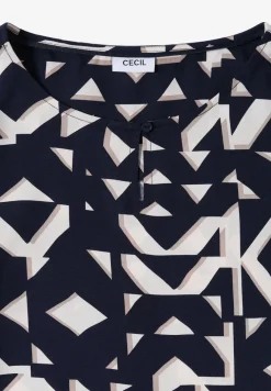 Print-Bluse mit Tapebündchen