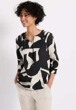Print-Bluse mit Tape-Details