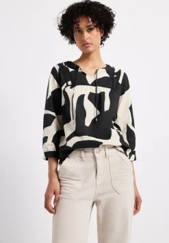 Print-Bluse mit Tape-Details