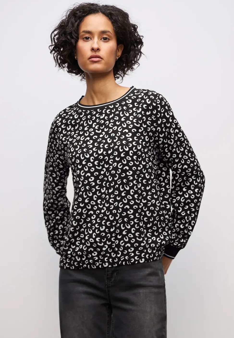 Print Bluse mit Tape Details