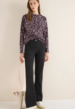 Print-Shirt mit Knopfdetails