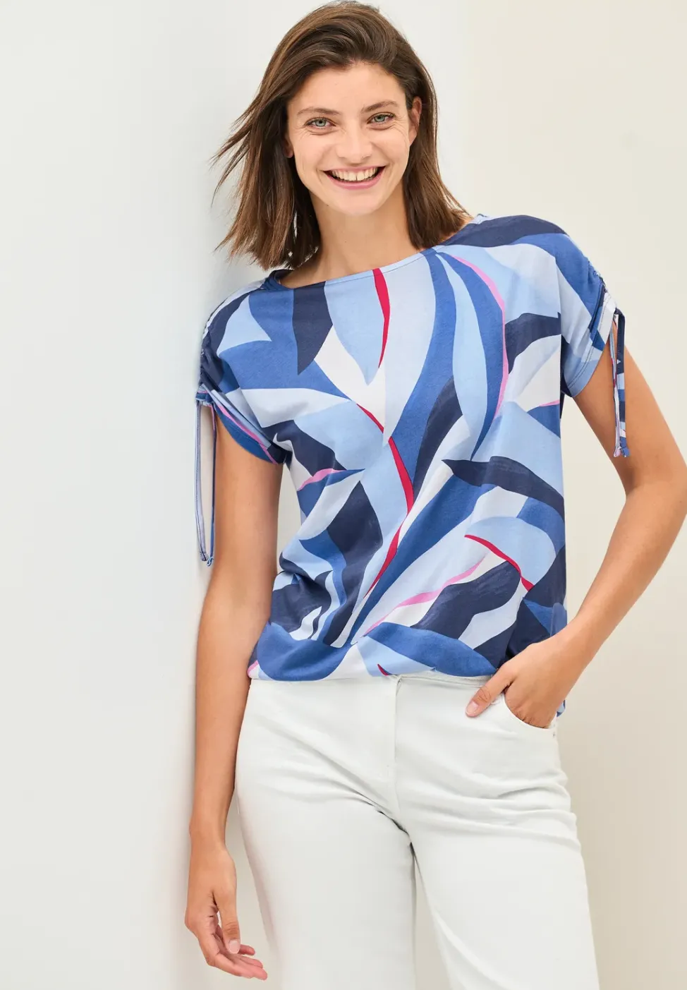 Print-Shirt mit Raffung