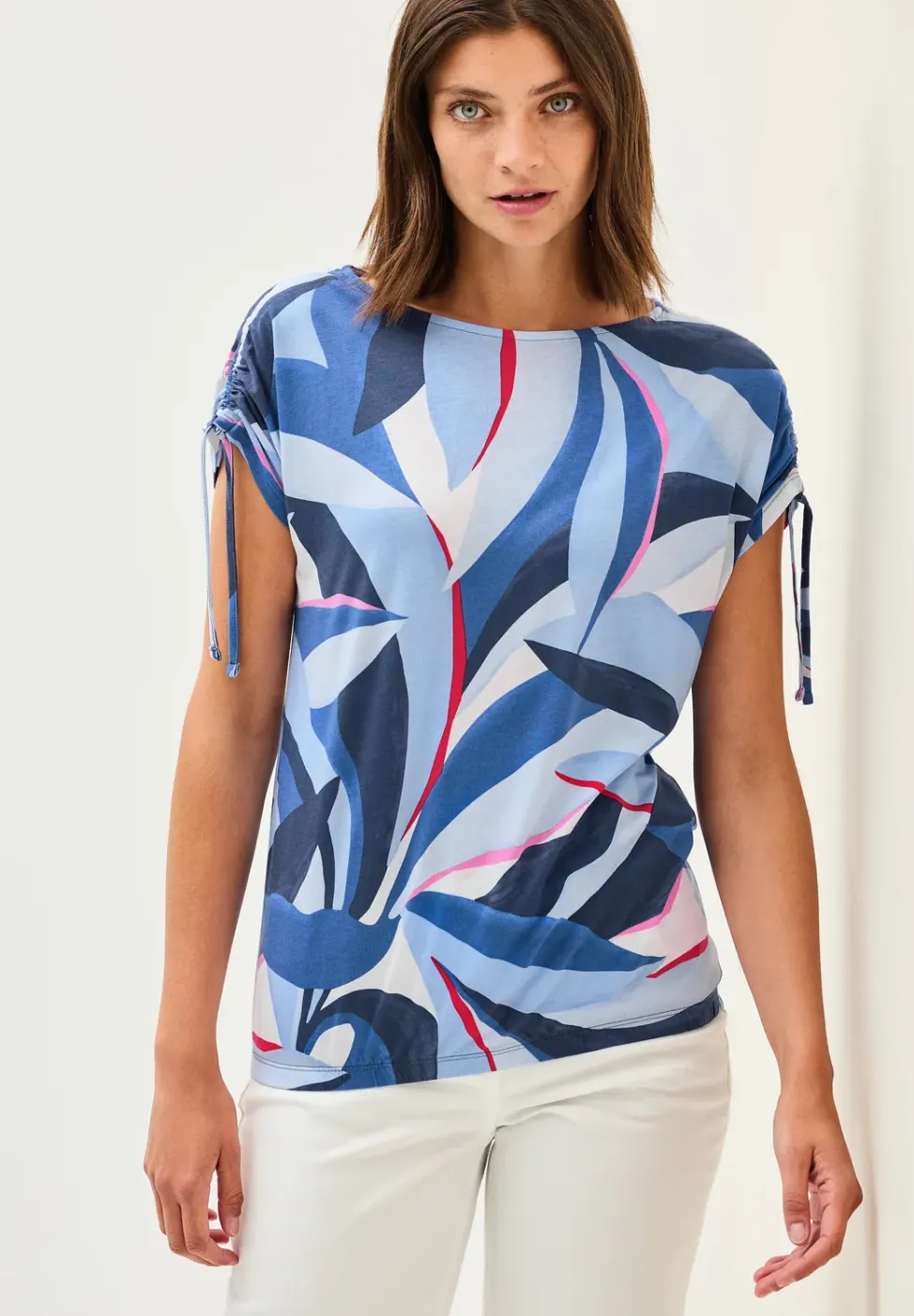 Print-Shirt mit Raffung
