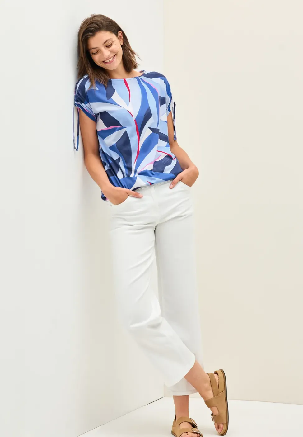 Print-Shirt mit Raffung