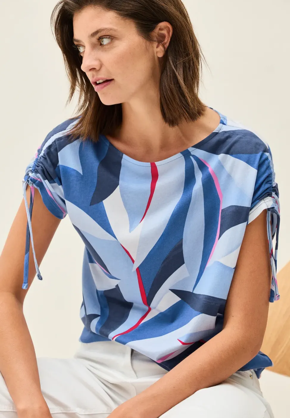 Print-Shirt mit Raffung