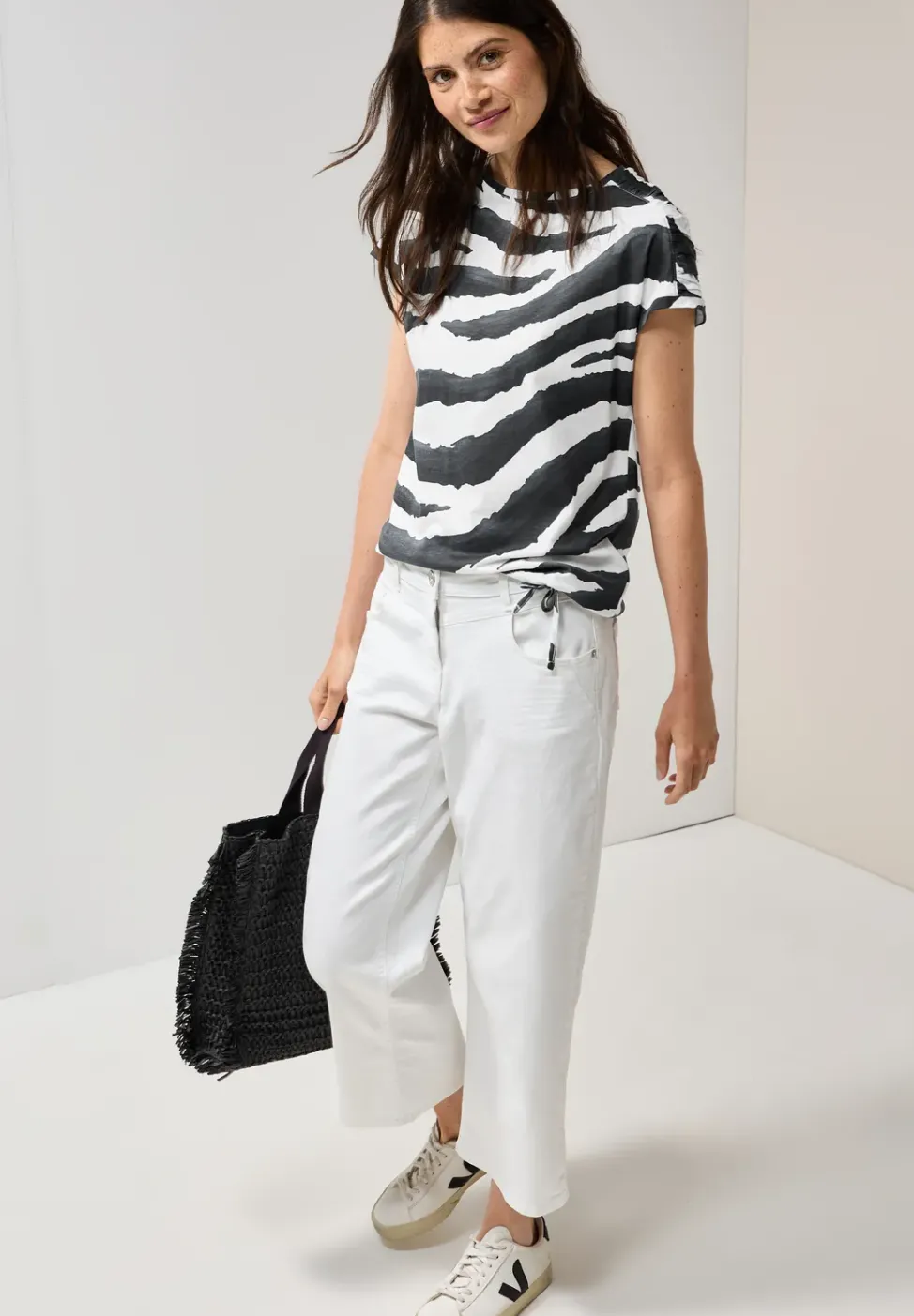 Print Shirt mit Raffung