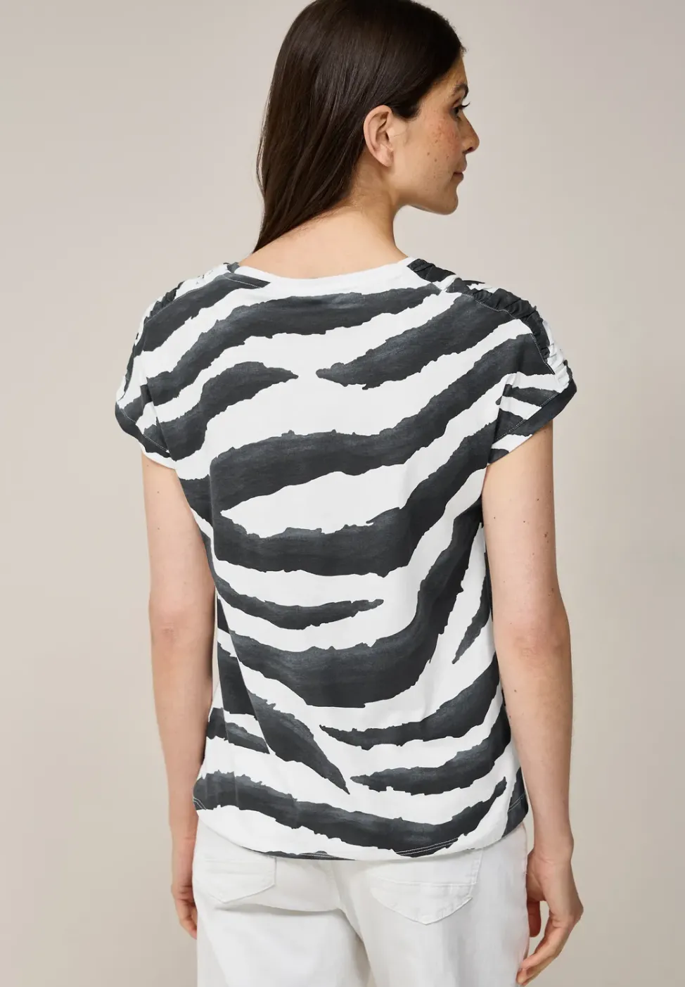 Print Shirt mit Raffung