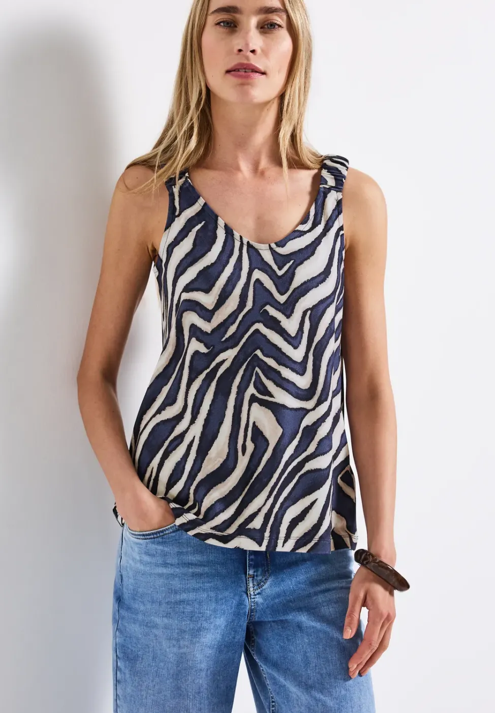 Print-Top mit Raffung