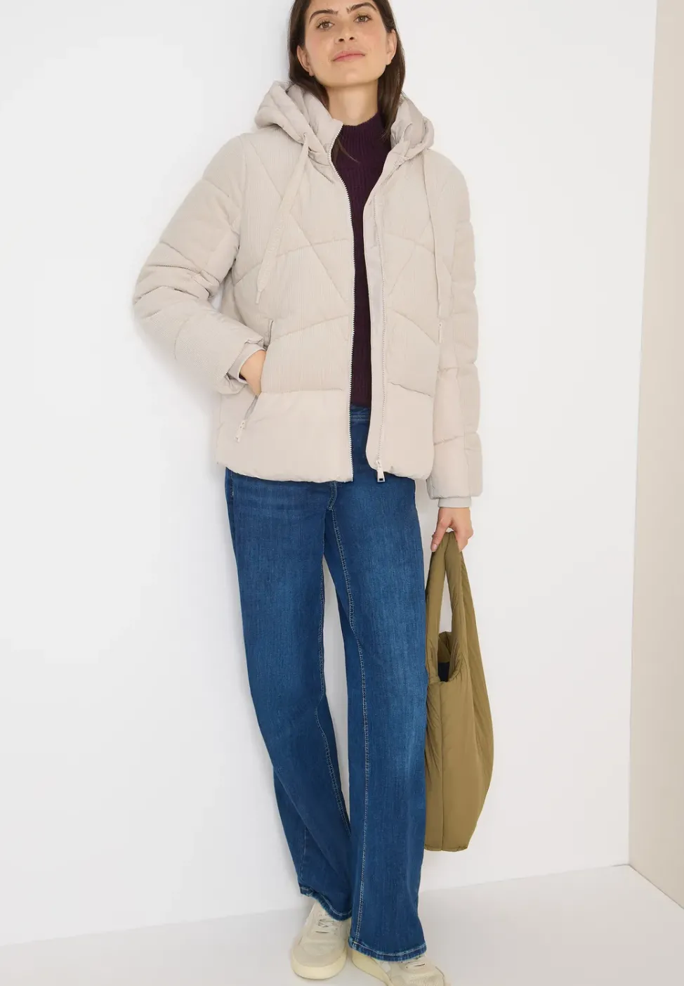 Puffer Jacke mit Cord-Mix
