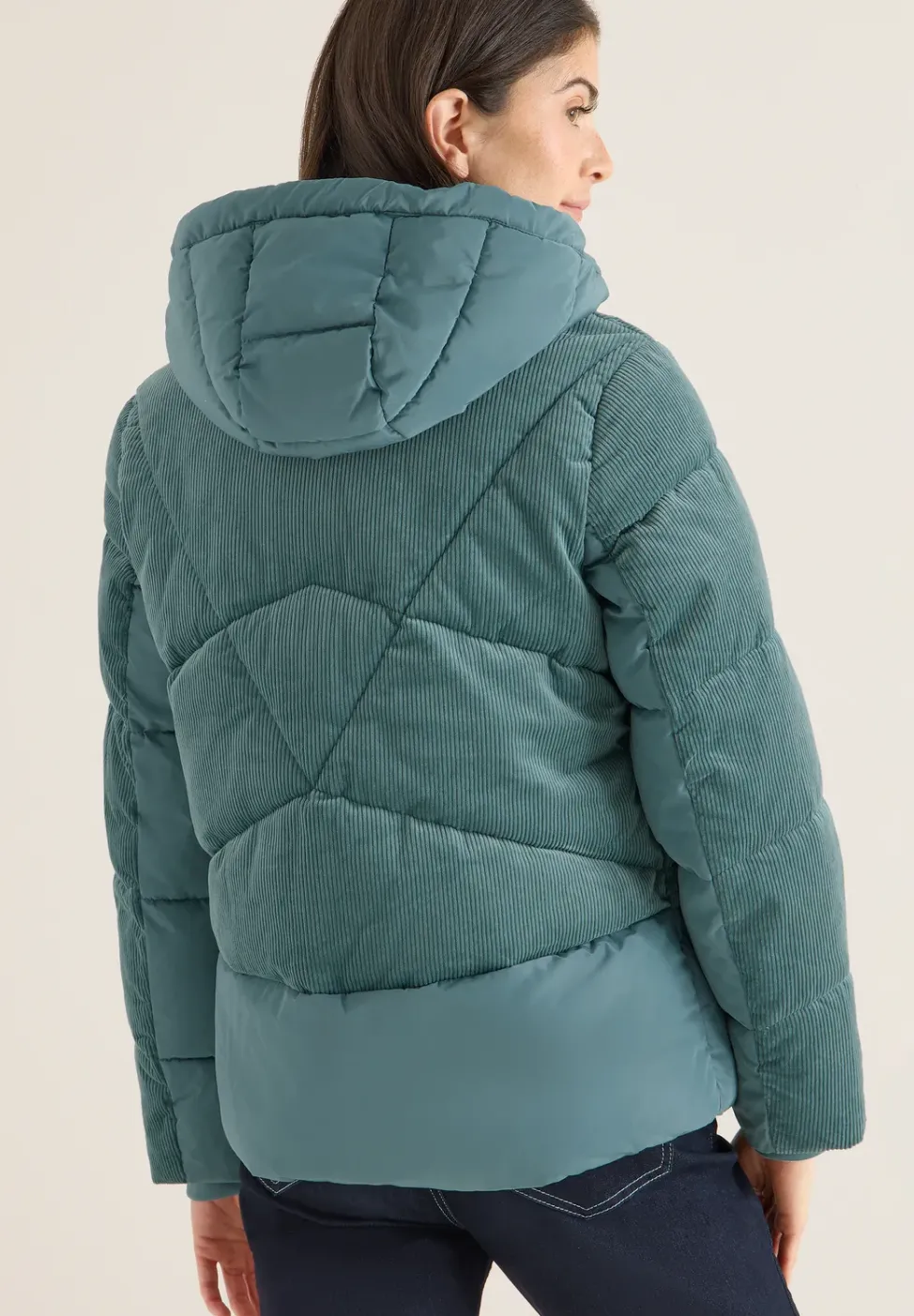 Puffer Jacke mit Cord-Mix