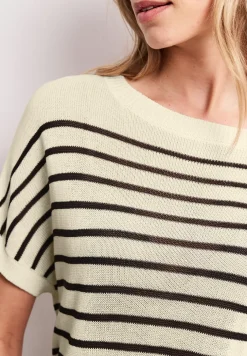 Pullover mit Boatneck und Streifen