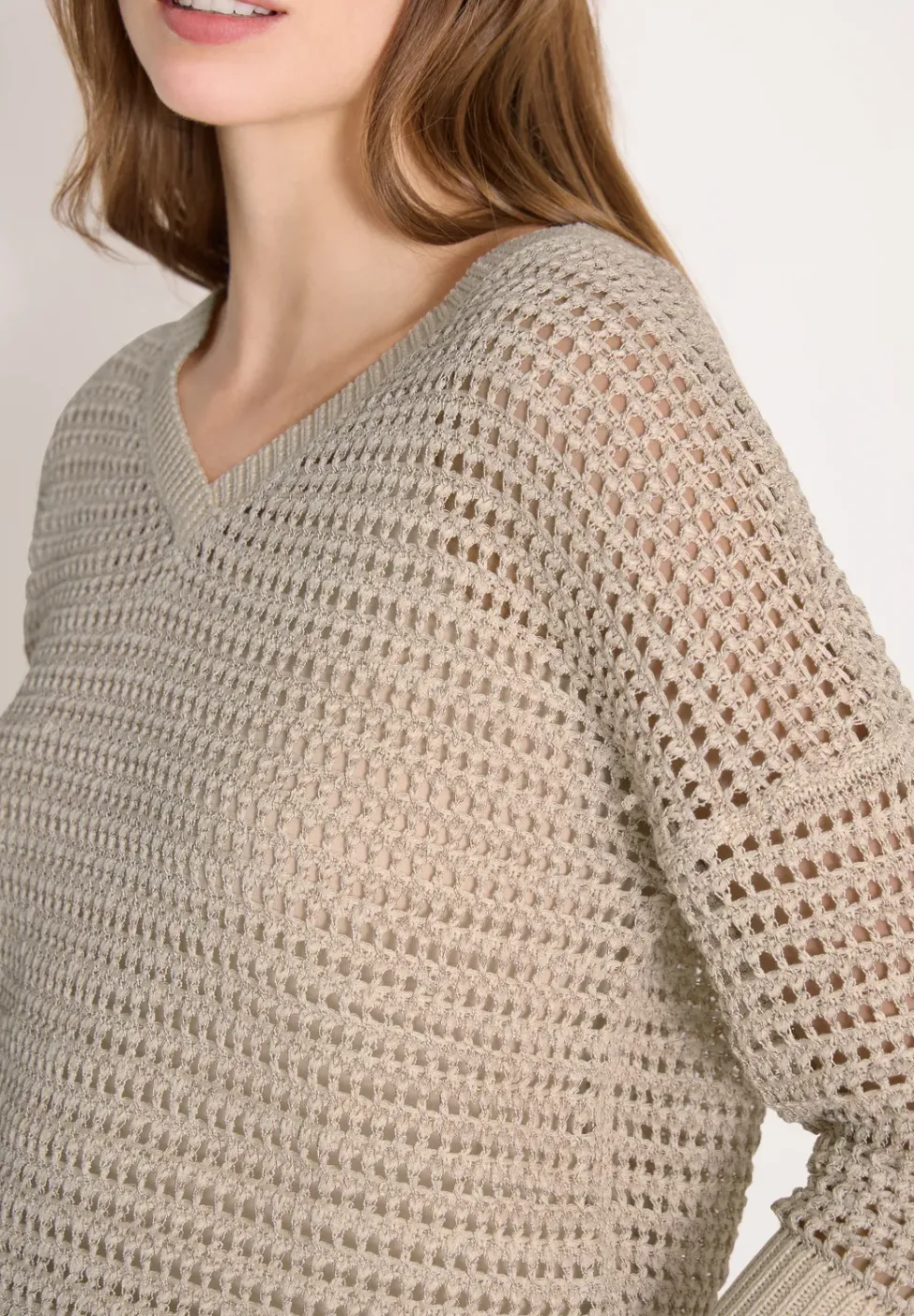 Pullover mit V-Neck und Garnmix