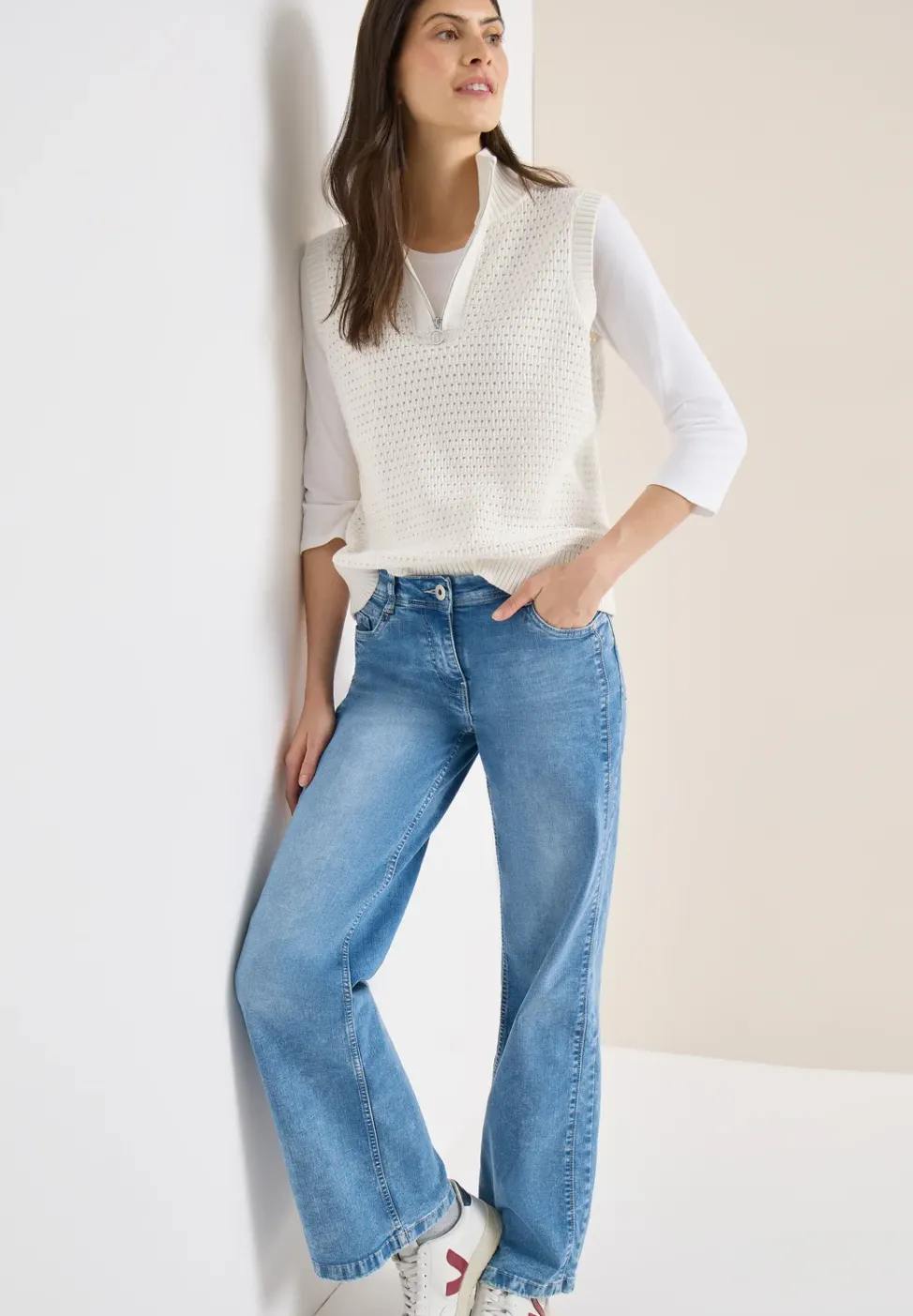 Pullunder im Crochet-Look mit Zipper