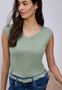 Ärmelloses Shirt mit Diamantausschnitt