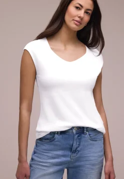 Ärmelloses Shirt mit Diamantausschnitt