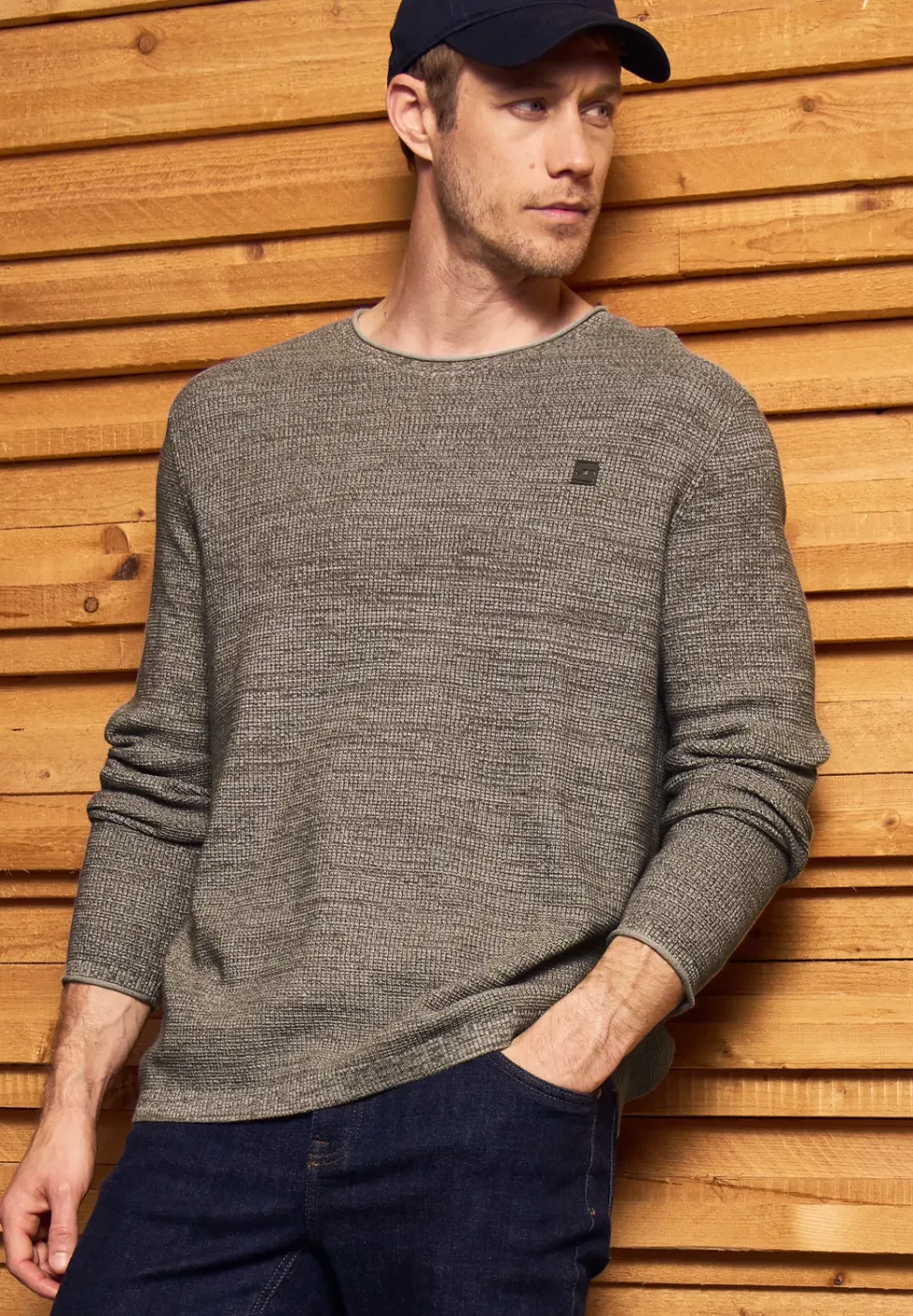 Rundhals Strukturpullover