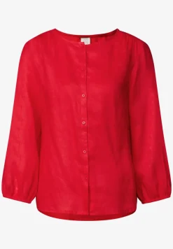 Rundhalsbluse aus Leinen