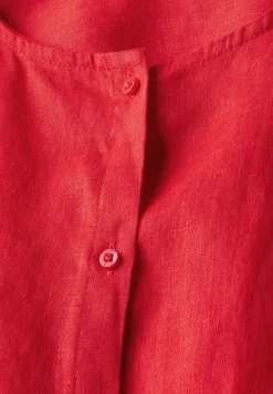 Rundhalsbluse aus Leinen