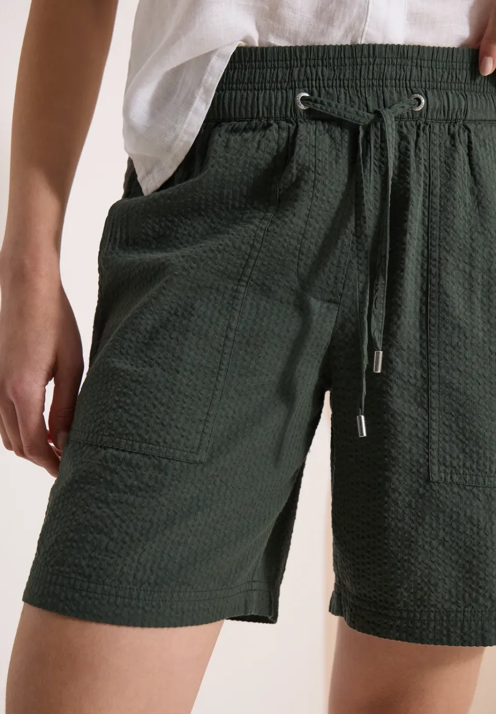 Seersucker Shorts in Uni Farben