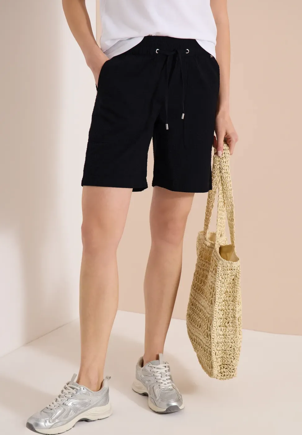 Seersucker Shorts in Uni Farben