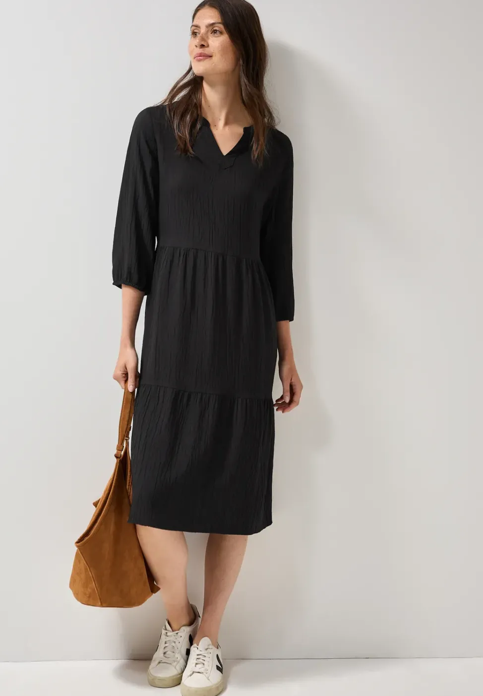 Seersucker-Kleid mit Volants