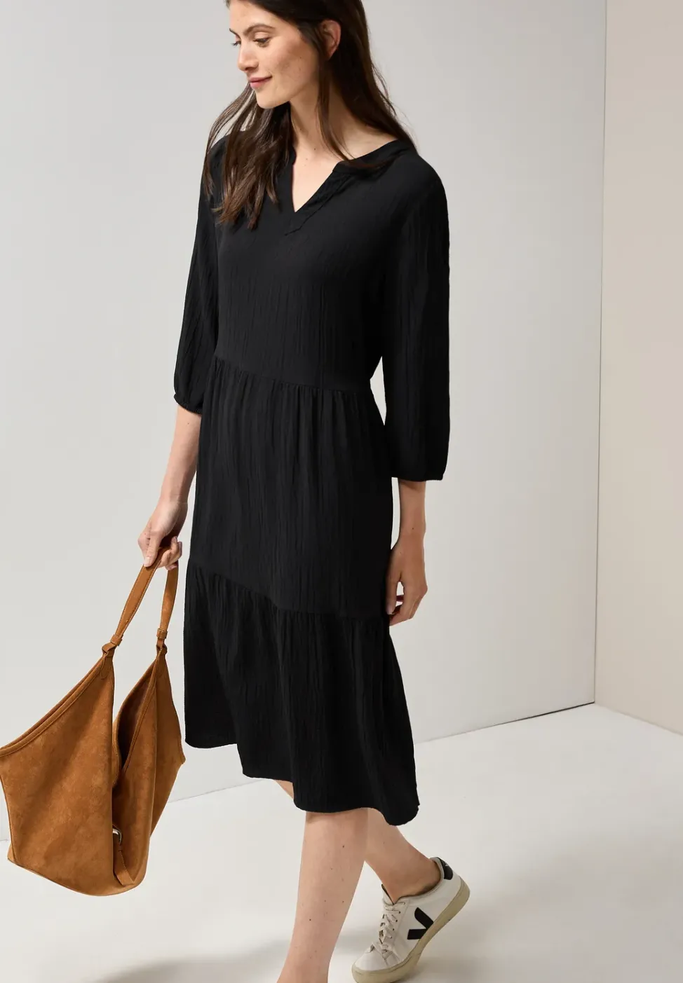 Seersucker-Kleid mit Volants