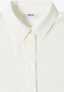 Seersucker Langarm Bluse mit Knopfleiste