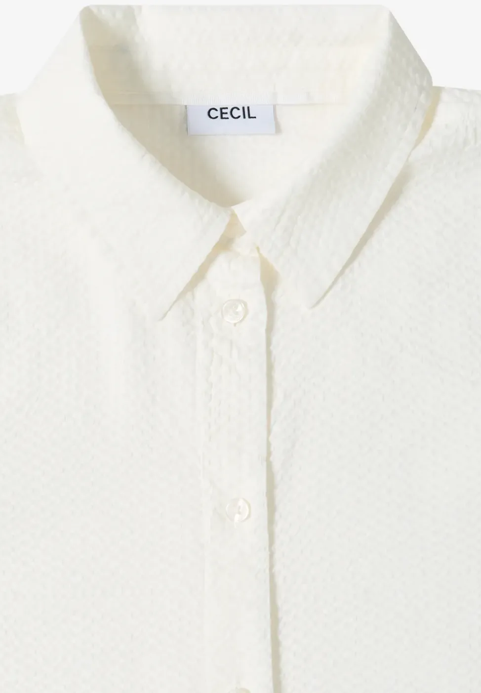 Seersucker Langarm Bluse mit Knopfleiste