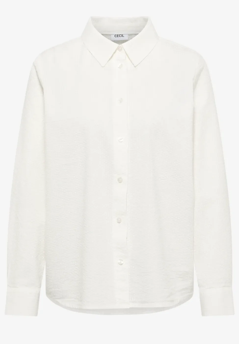 Seersucker Langarm Bluse mit Knopfleiste