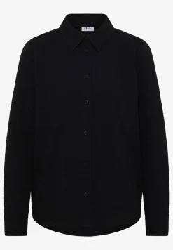 Seersucker Langarm Bluse mit Knopfleiste
