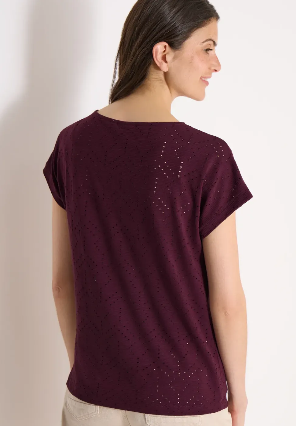 Shirt mit Boatneck in Ajour-Optik