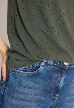 Shirt mit Boatneck in Ajour-Optik