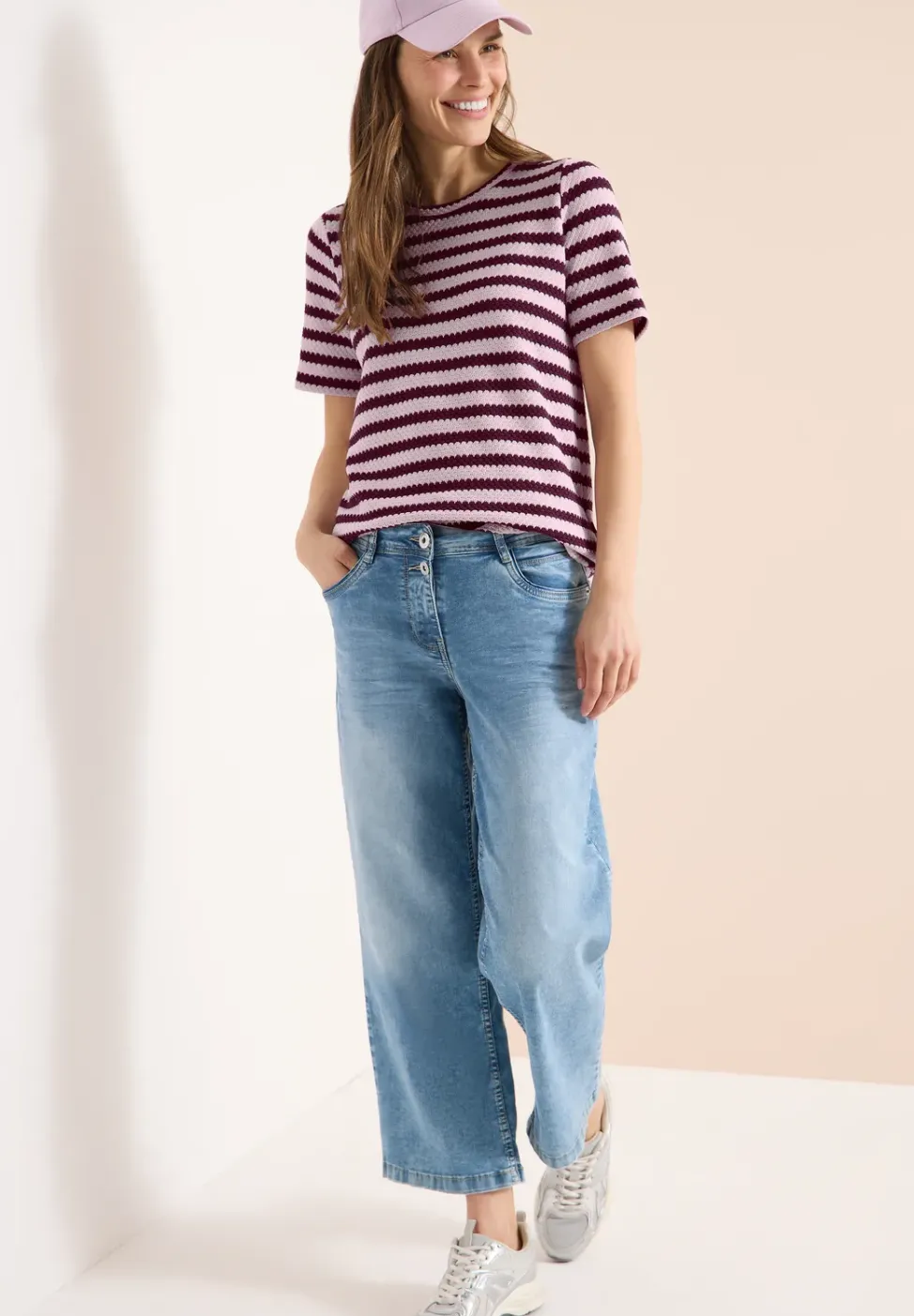 Shirt mit Rundhals im Ajour-Look
