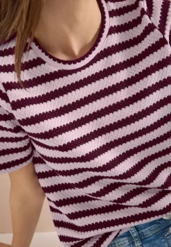 Shirt mit Rundhals im Ajour-Look