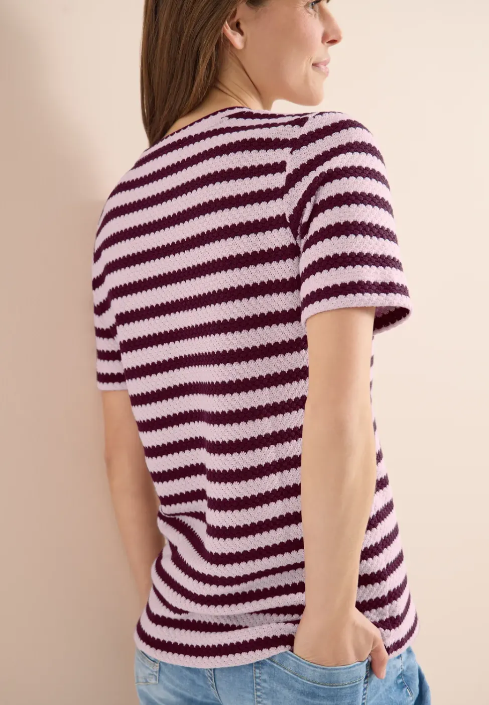 Shirt mit Rundhals im Ajour-Look