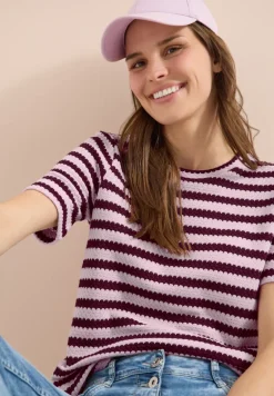 Shirt mit Rundhals im Ajour-Look