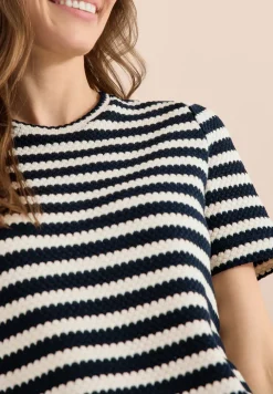 Shirt mit Rundhals im Ajour-Look
