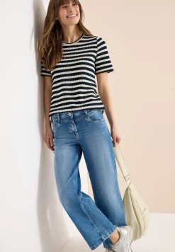 Shirt mit Rundhals im Ajour-Look